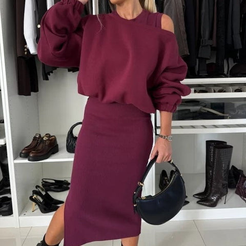 Sweatshirt & Sleeveless Dress 2-Piece Set