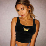 BUTTERFLY EMBROIDERED CROP TOP