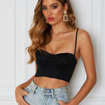 Black Straps Off Shoulder Slash Neck Crop top